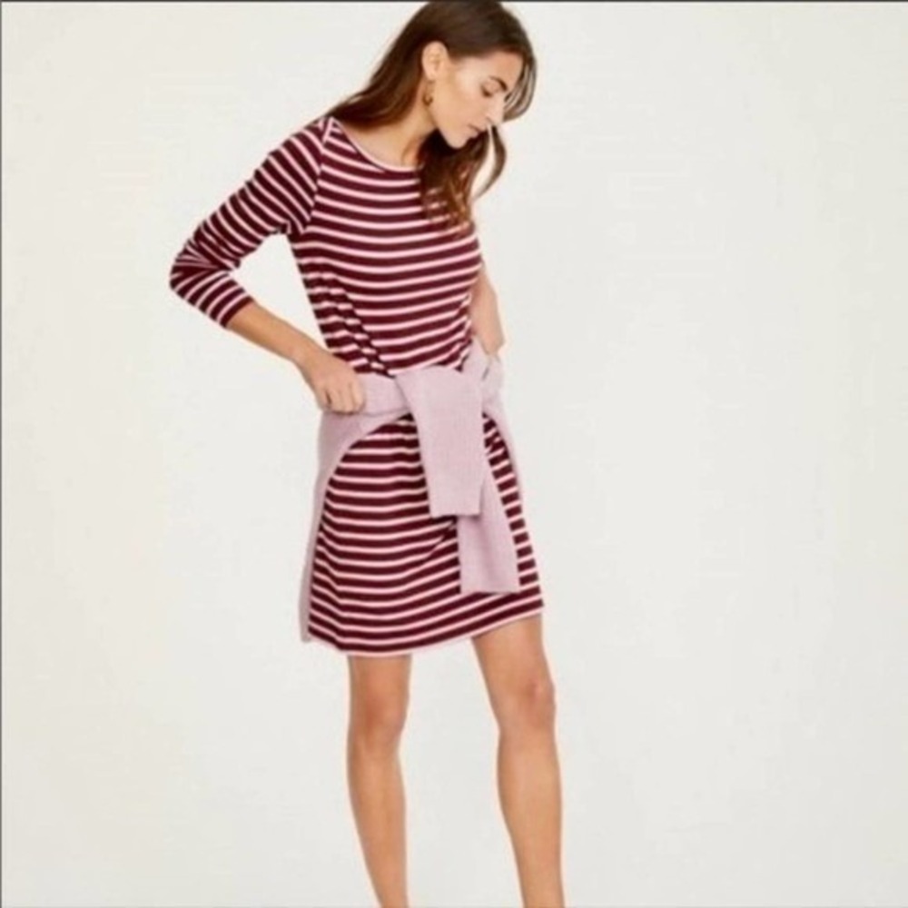 Lou & Grey signature soft long sleeve Red Comfy Casual striped dress Size Meduim